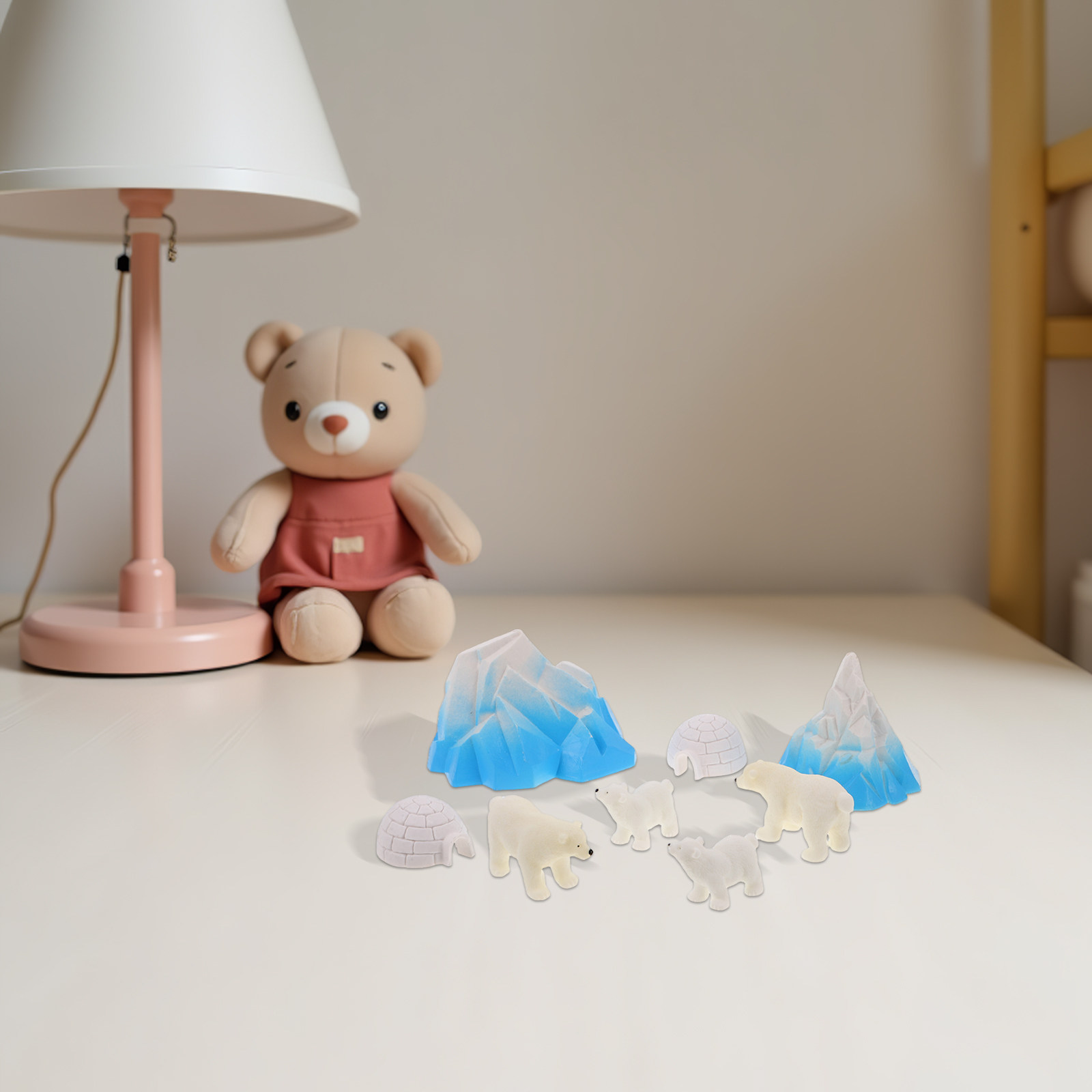 Resin Crafts - 8-delige mini hars polarberen arctische diorama