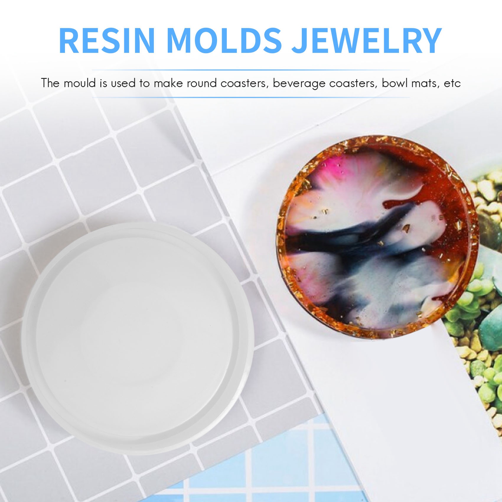 Coaster Mold Round - 4-pack grote diy ronde onderzetter siliconen