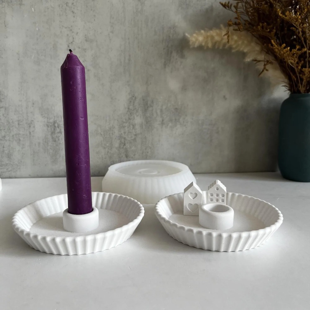 Coaster Mold Round - Streep Ronde Schotel Kaarshouder Siliconen Mallen