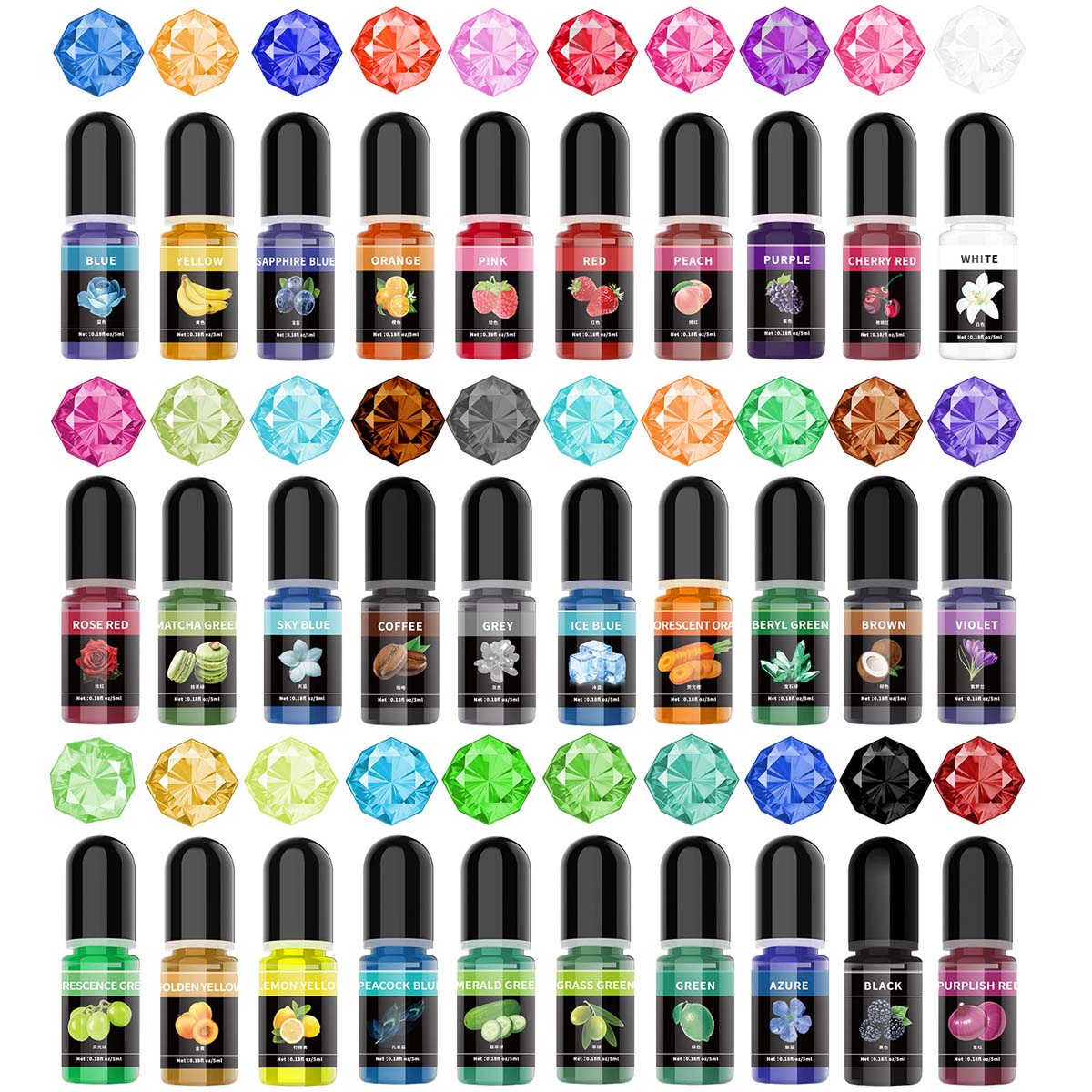 Resin Pigment Set - 5 ml/Fles Epoxyhars Pigment Vloeibare Kleurstof
